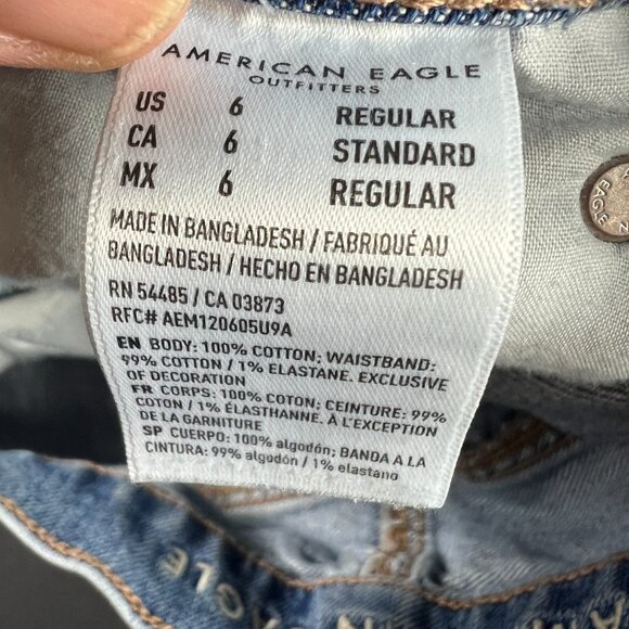American Eagle Jean Women 27x28* Highest Rise 90s Flare Blue Cotton Denim Tag 6R - Picture 9 of 16